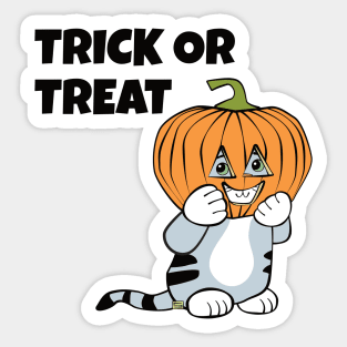 Halloween Cat with Pumpkin on Head Sticker